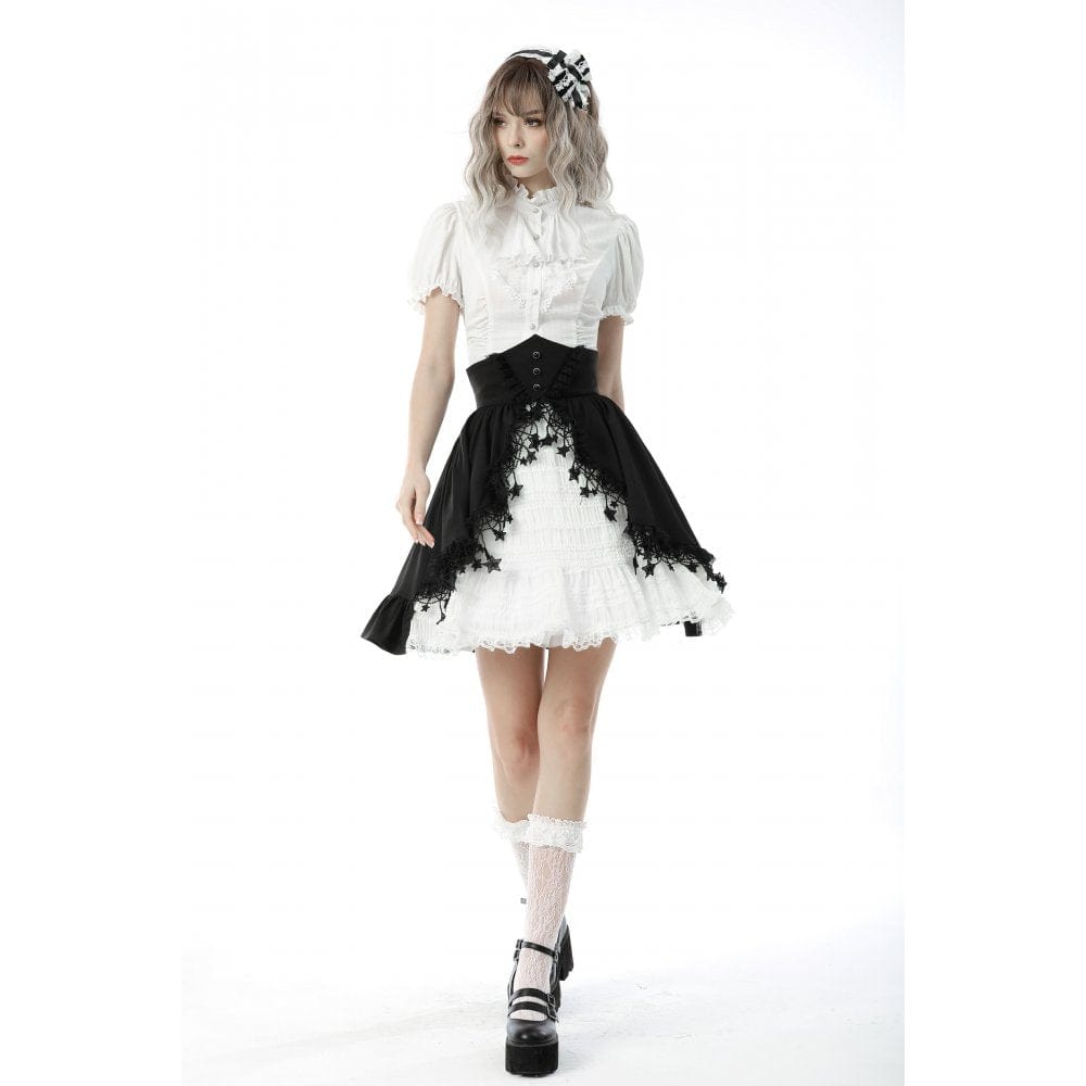 Darkinlove Women's Gothic Lolita Stars Layered High-waisted Puffy Skirt