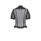 Darkinlove Women's Gothic Mesh Sheer Ruffled Short Sleeved Shirt