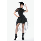 Darkinlove Women's Gothic Mesh Sheer Ruffled Short Sleeved Shirt