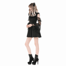 Darkinlove Women's Gothic Mesh Splice Ruffled Cutout Long Sleeve Dress