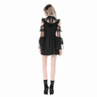Darkinlove Women's Gothic Mesh Splice Ruffled Cutout Long Sleeve Dress
