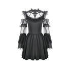 Darkinlove Women's Gothic Mesh Splice Ruffled Cutout Long Sleeve Dress