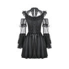 Darkinlove Women's Gothic Mesh Splice Ruffled Cutout Long Sleeve Dress