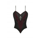Darkinlove Women's Gothic Metal Chain Contrast Color Velvet Overbust Corset