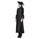 Darkinlove Women's Gothic Mock Neck Guipure Lace Bell Sleeve Maxi Dress