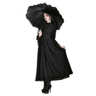 Darkinlove Women's Gothic Mock Neck Guipure Lace Bell Sleeve Maxi Dress