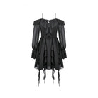 Darkinlove Women's Gothic Moon Layered Ruffled Off Shoulder Slip Dress