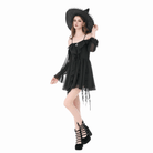 Darkinlove Women's Gothic Moon Layered Ruffled Off Shoulder Slip Dress