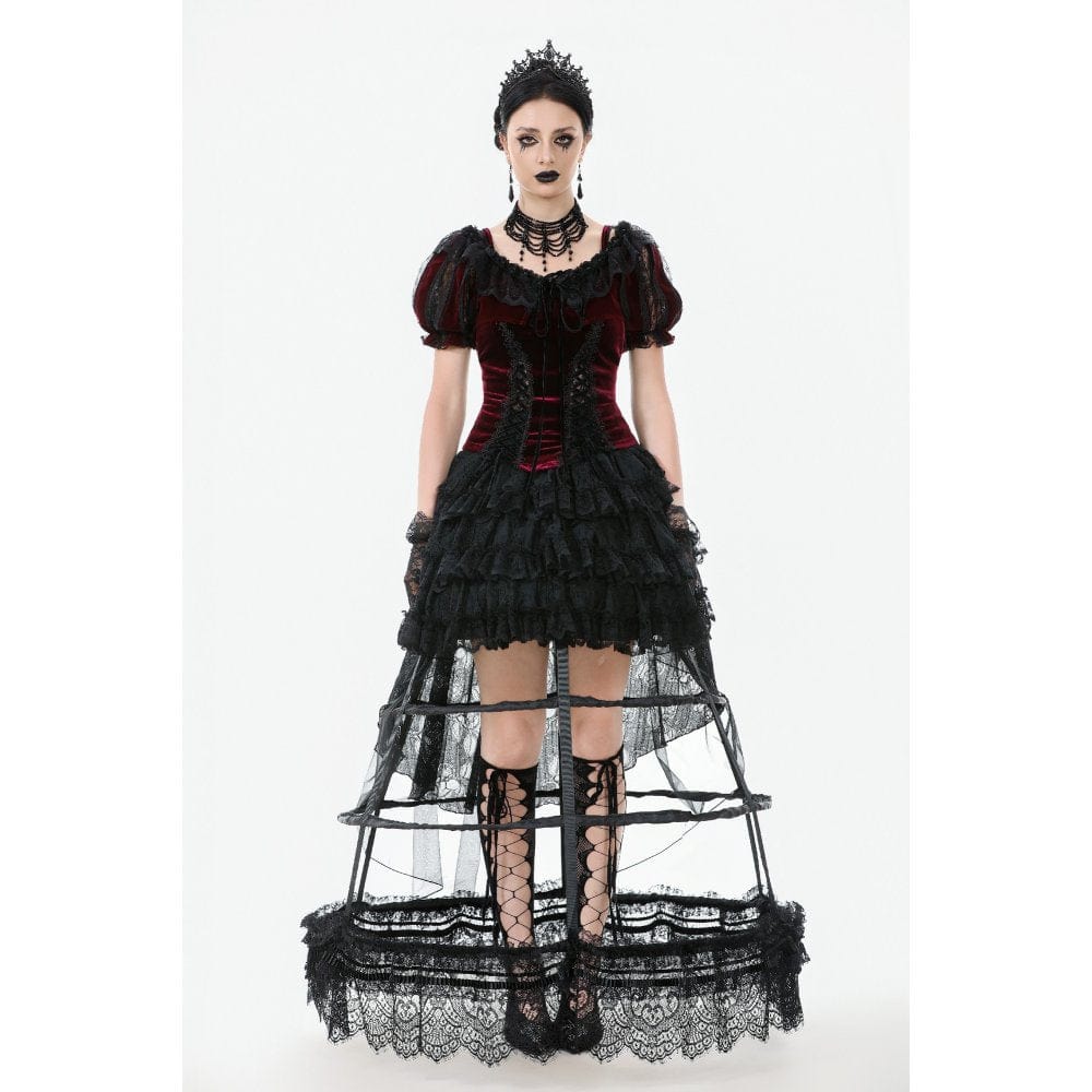 Darkinlove Women's Gothic Multi-Layered Lace Boning Petticoat