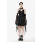 Darkinlove Women's Gothic Multi-Layered Lace Fishtail Slip Dress