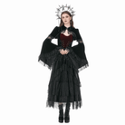 Darkinlove Women's Gothic Multilayer Lace Splice Ruffled Velvet Skirt