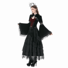 Darkinlove Women's Gothic Multilayer Lace Splice Ruffled Velvet Skirt