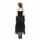 Darkinlove Women's Gothic Multilayer Lace Splice Ruffled Velvet Skirt