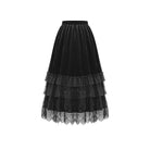 Darkinlove Women's Gothic Multilayer Lace Splice Ruffled Velvet Skirt