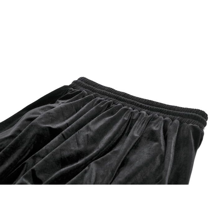 Darkinlove Women's Gothic Multilayer Lace Splice Ruffled Velvet Skirt