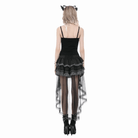 Darkinlove Women's Gothic Multilayer Ruched Skirt with Mesh Tail