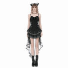 Darkinlove Women's Gothic Multilayer Ruched Skirt with Mesh Tail