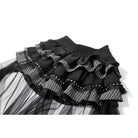 Darkinlove Women's Gothic Multilayer Ruched Skirt with Mesh Tail