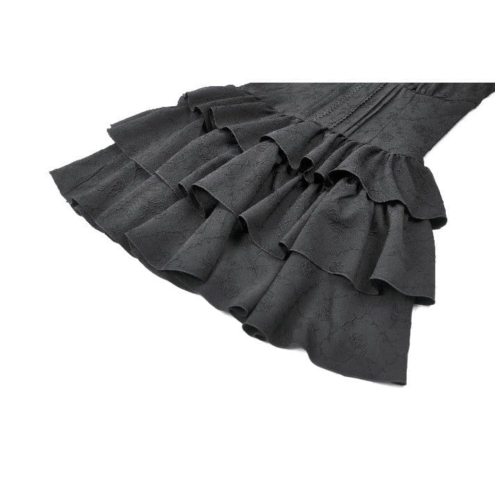 Darkinlove Women's Gothic Multilayer Ruffled Cutout Halter Dress