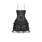 Darkinlove Women's Gothic Multilayer Ruffles Lace Velet Slip Dress