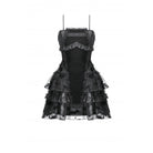 Darkinlove Women's Gothic Multilayer Ruffles Lace Velet Slip Dress