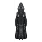 Darkinlove Women's Gothic Off-shoulder Flare Sleeved Hooded Maxi Dress Black