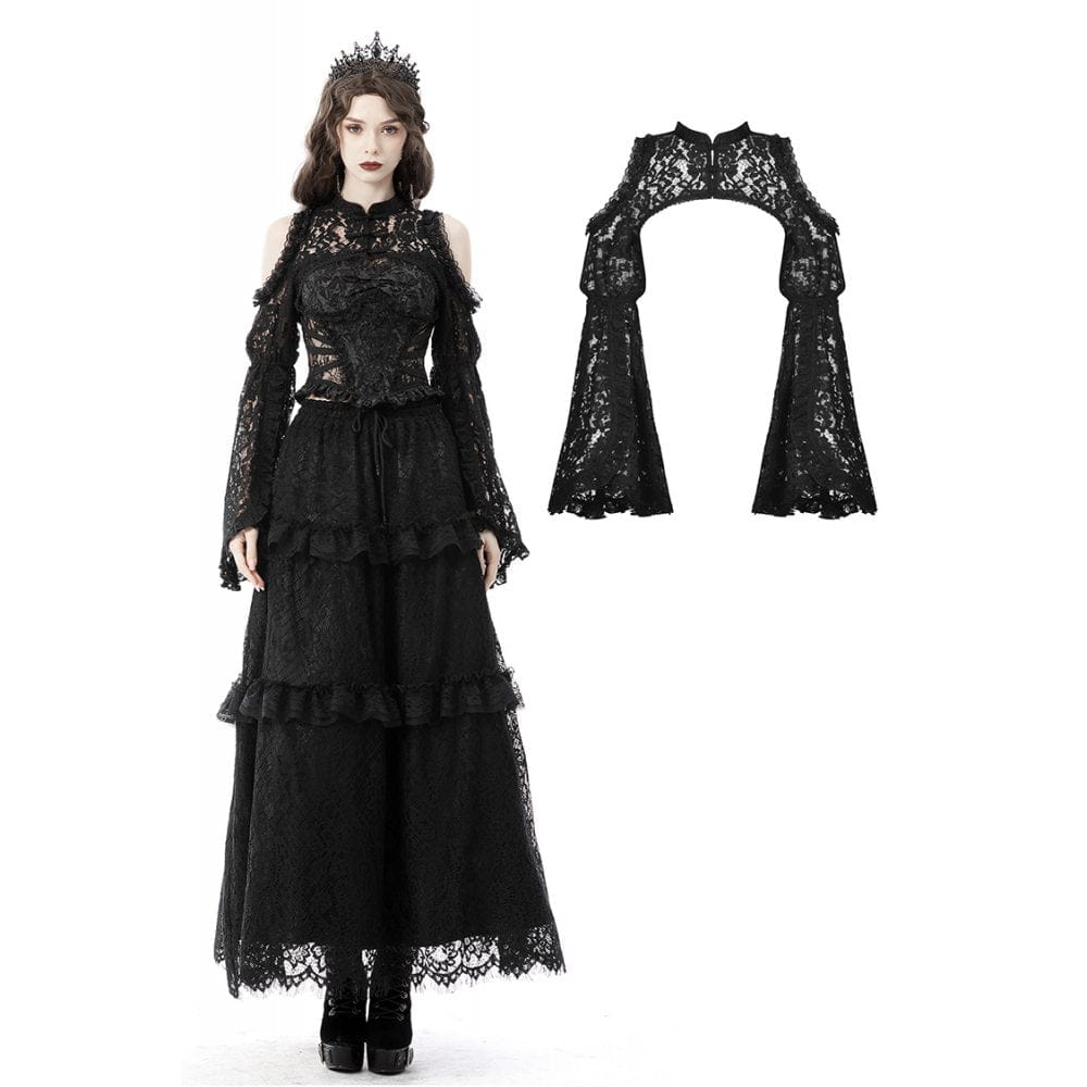Darkinlove Women's Gothic Off Shoulder Flare Sleeved Lace Cape