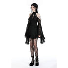 Darkinlove Women's Gothic Off Shoulder Lace Flared Sleeved Dress