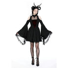 Darkinlove Women's Gothic Off Shoulder Lace Splice Dress