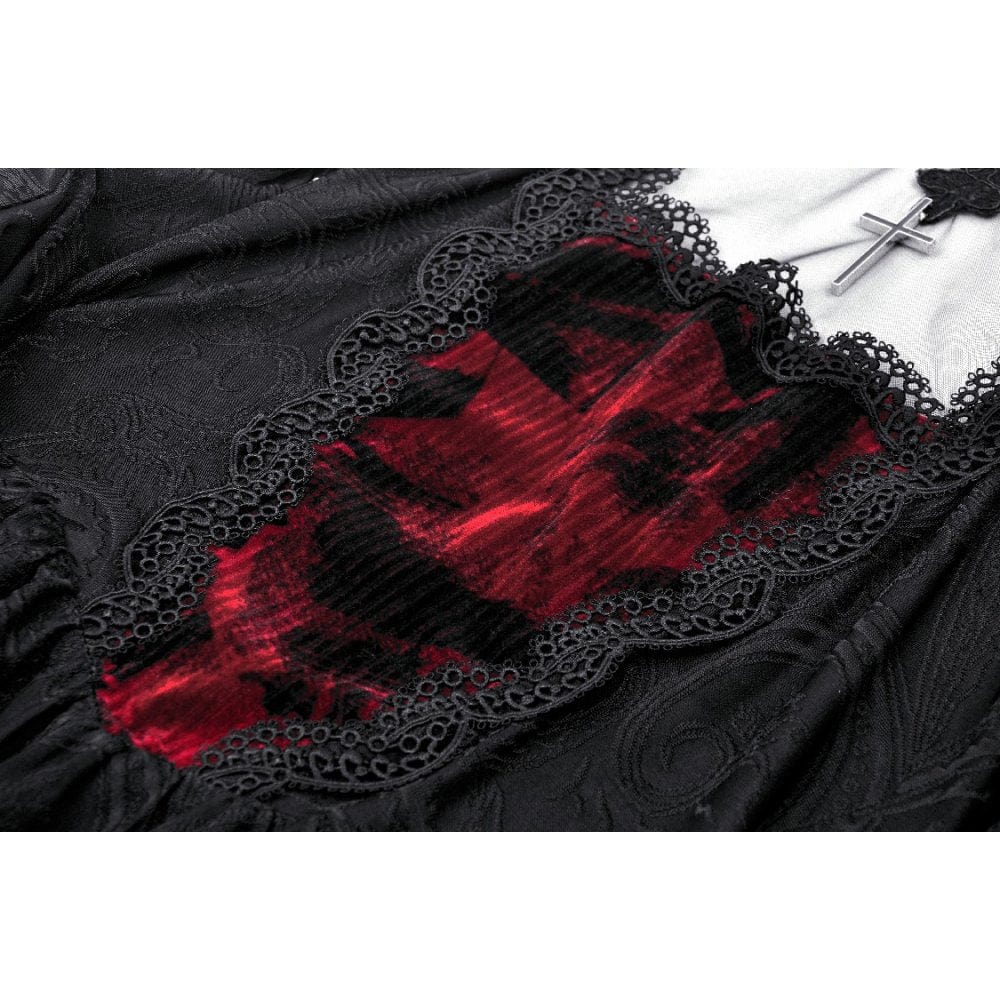 Darkinlove Women's Gothic Off Shoulder Lace Splice Dress