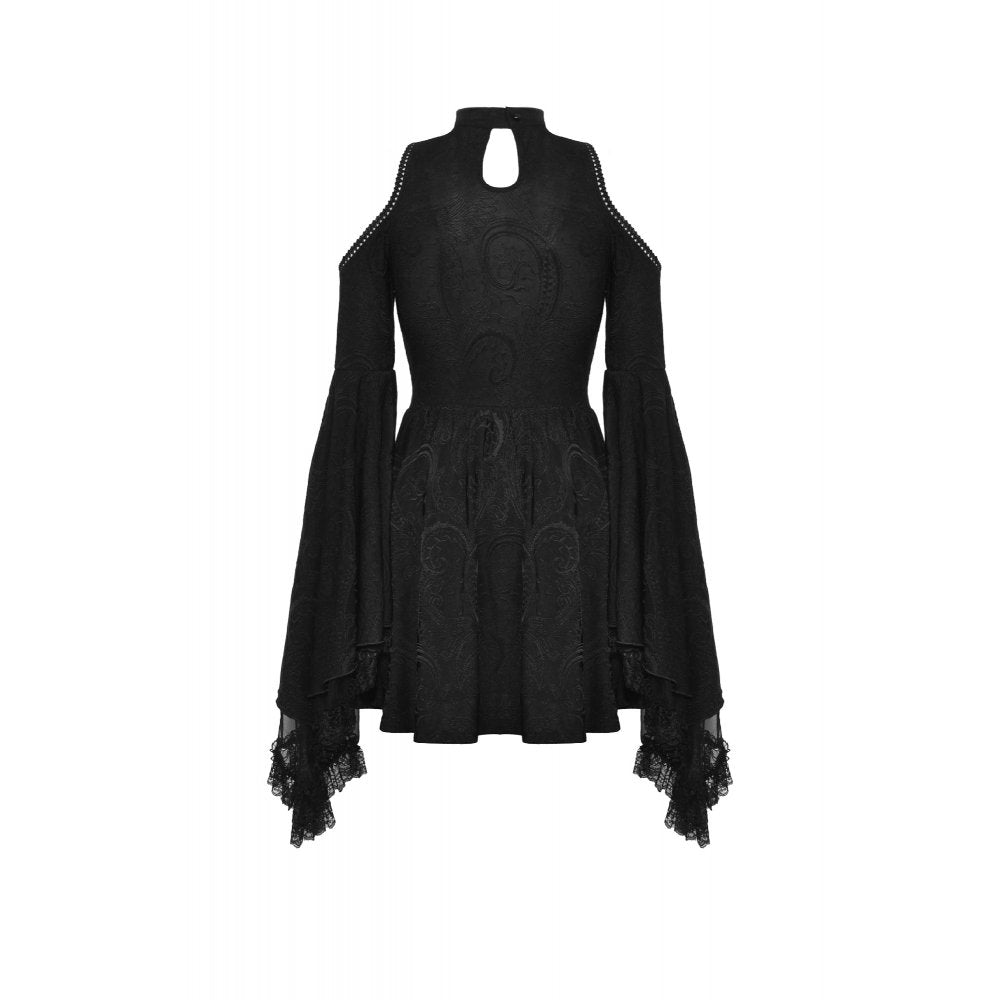 Darkinlove Women's Gothic Off Shoulder Lace Splice Dress