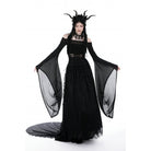 Darkinlove Damen Gothic Off Shoulder Lace-up Mesh Bluse