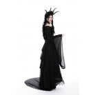 Darkinlove Damen Gothic Off Shoulder Lace-up Mesh Bluse