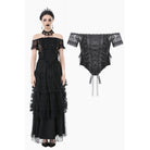 Darkinlove Women's Gothic Off Shoulder Ruffles Lace Top