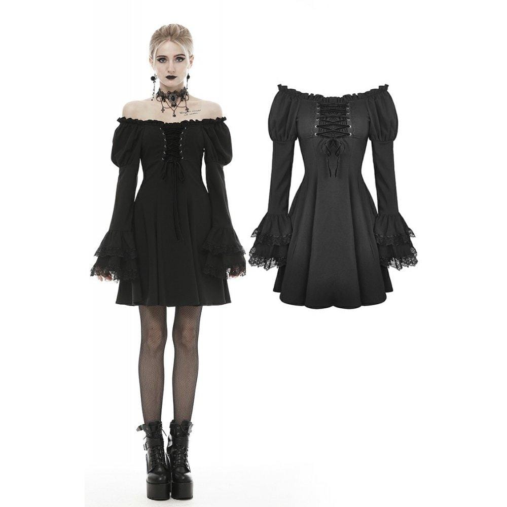 Darkinlove Women's Gothic Off-shoulder Strappy Dresses