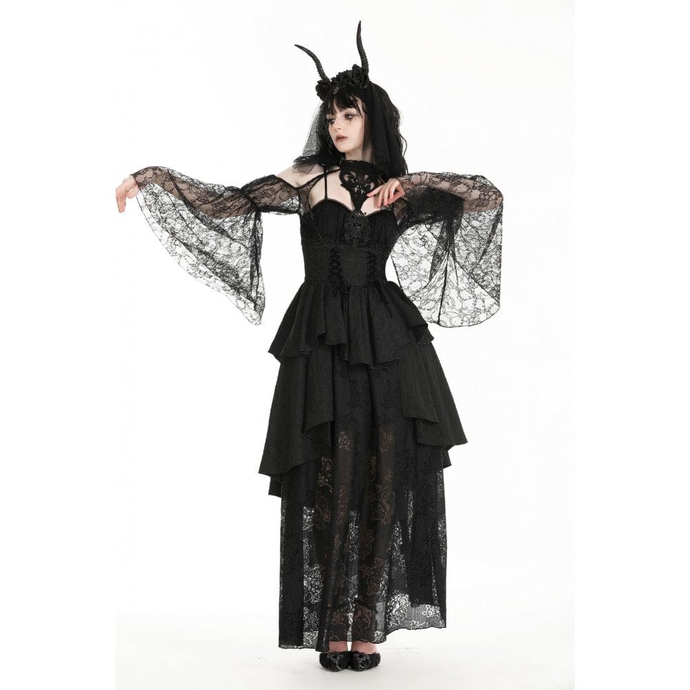 Darkinlove Women's Gothic Off-the-shoulder Cutout Lace Cape