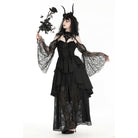 Darkinlove Women's Gothic Off-the-shoulder Cutout Lace Cape
