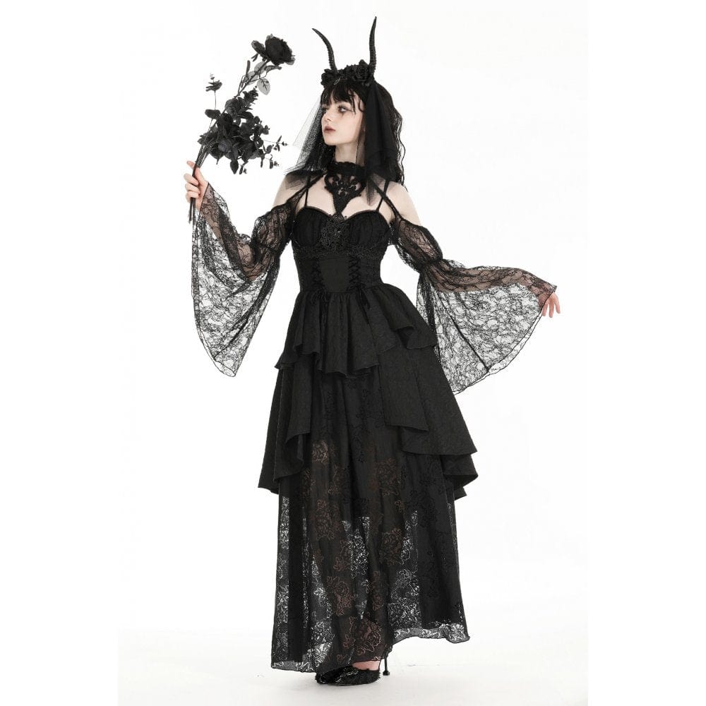 Darkinlove Women's Gothic Off-the-shoulder Cutout Lace Cape