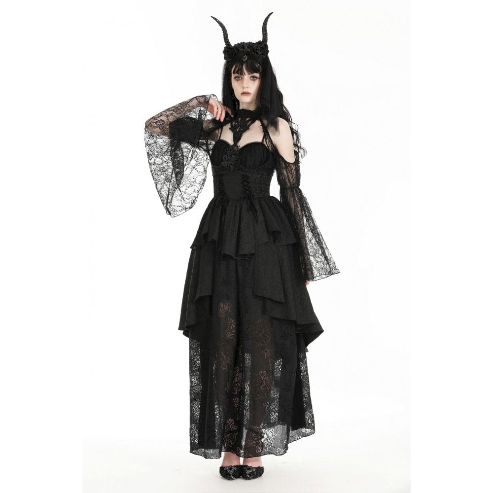 Darkinlove Women's Gothic Off-the-shoulder Cutout Lace Cape