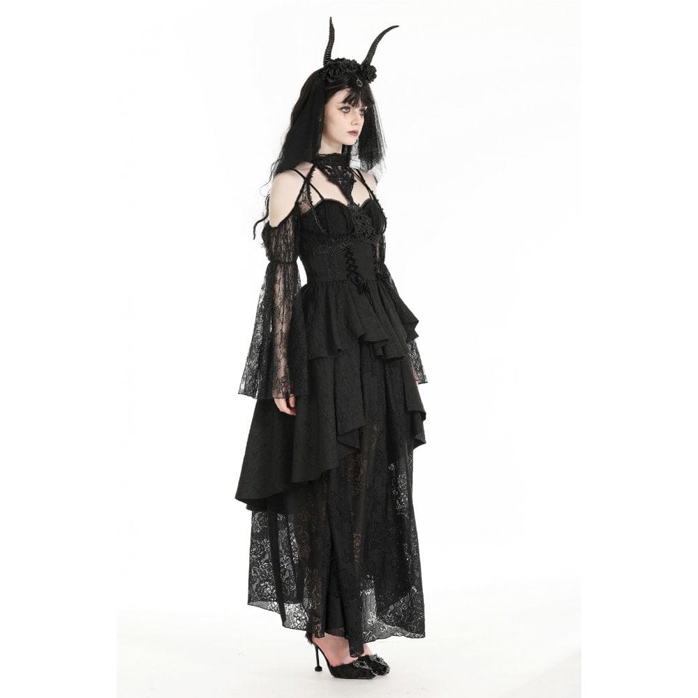 Darkinlove Women's Gothic Off-the-shoulder Cutout Lace Cape