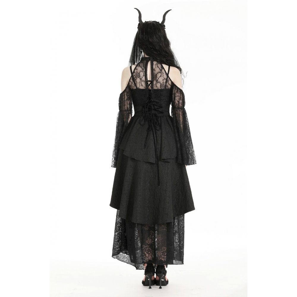 Darkinlove Women's Gothic Off-the-shoulder Cutout Lace Cape