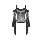 Darkinlove Women's Gothic Off-the-Shoulder Flared Sleeved Lace Shirt
