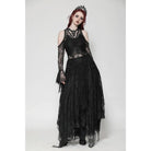 Darkinlove Women's Gothic Off-the-Shoulder Irregular Lace Dress