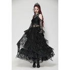 Darkinlove Women's Gothic Off-the-Shoulder Irregular Lace Dress