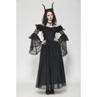 Darkinlove Women's Gothic Off-the-Shoulder Lace Splice Ball Gown Dress