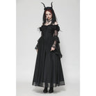 Darkinlove Women's Gothic Off-the-Shoulder Lace Splice Ball Gown Dress