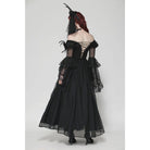 Darkinlove Women's Gothic Off-the-Shoulder Lace Splice Ball Gown Dress