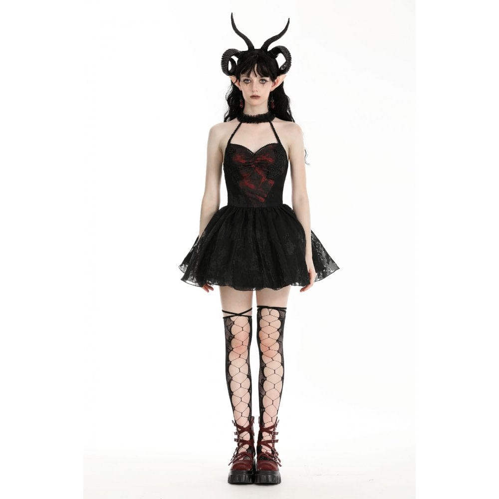 Darkinlove Women's Gothic Off-the-shoulder Mesh Splice Halloween Dress