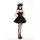 Darkinlove Women's Gothic Off-the-shoulder Mesh Splice Halloween Dress