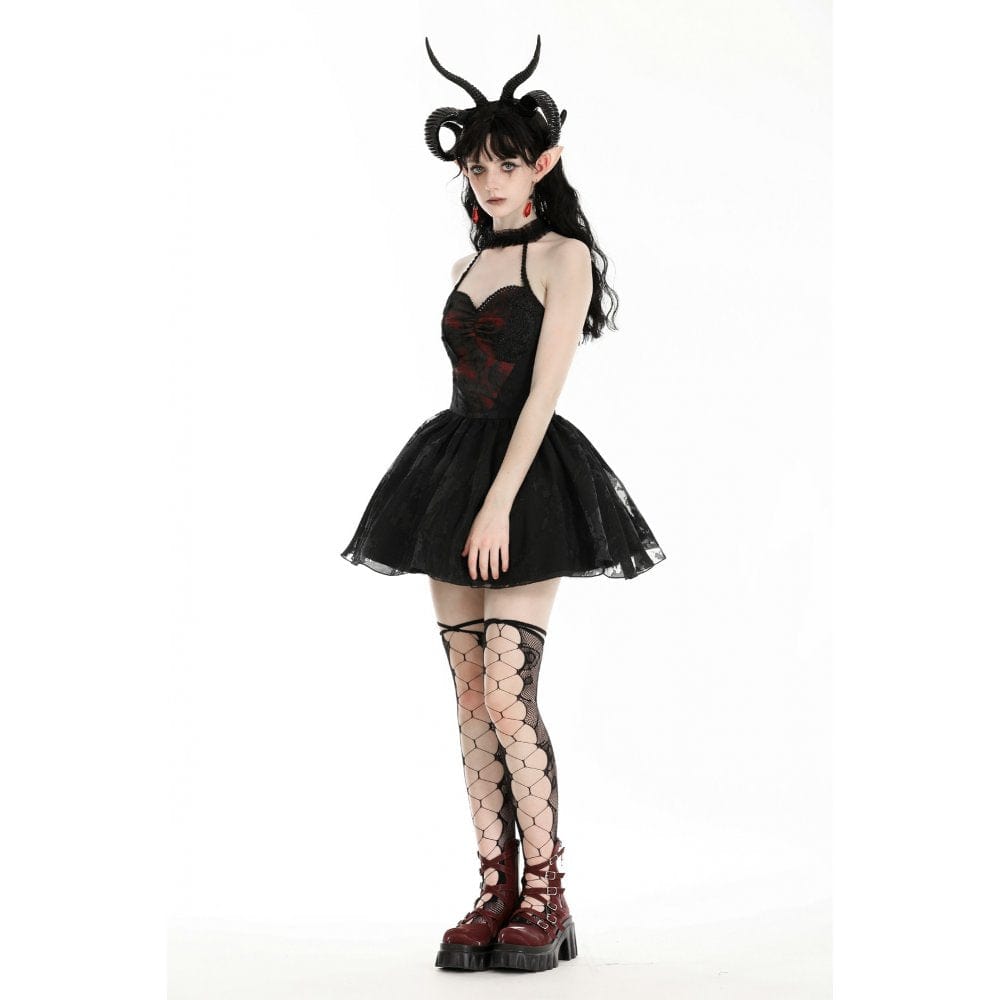 Darkinlove Women's Gothic Off-the-shoulder Mesh Splice Halloween Dress